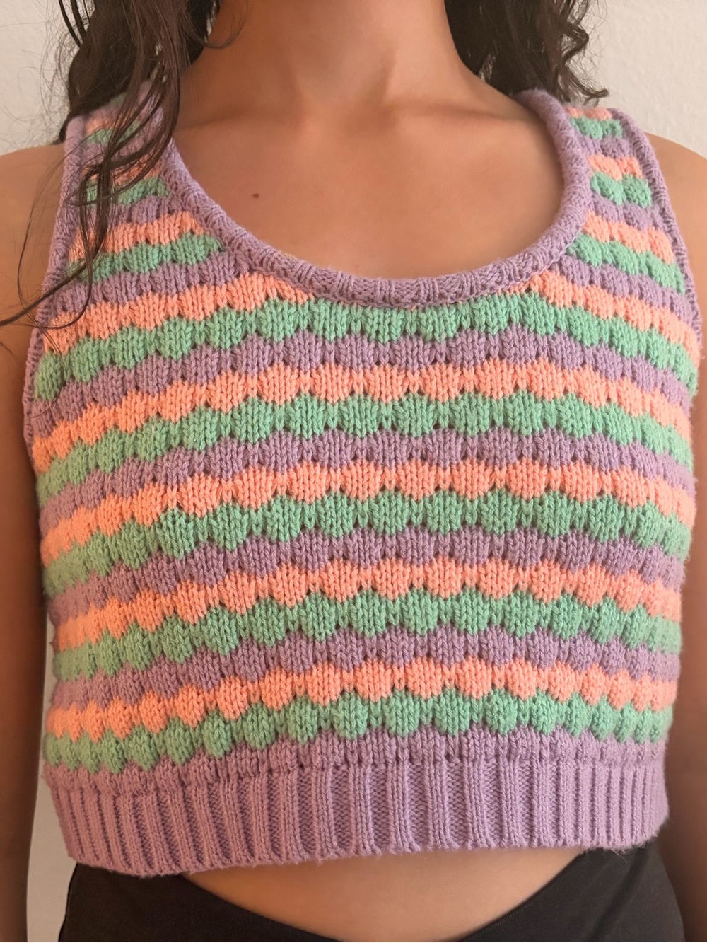 Urban Outfitters Pastel Stripe Knit Crop Tank - Lavender, Peach & Mint